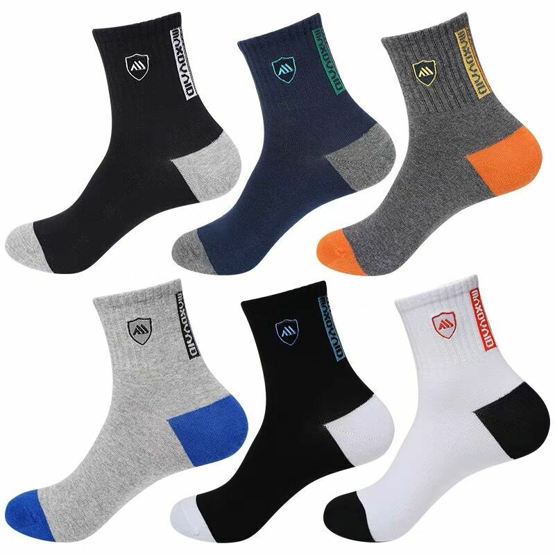 5Pairs Business Cotton Socks Men Sports Football Tube Socks Breathable Deodorant Sweat Absorbent Socks Anti-slip Thin Meias
