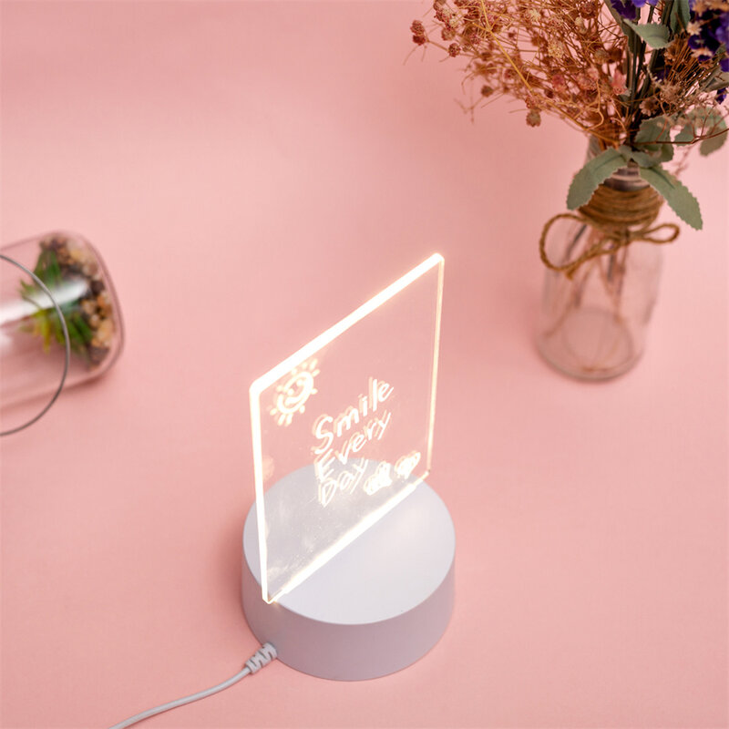 DIY criativo Message Board Lamp, LED Note Board, Night Light, USB Message Board com caneta, presente de férias para crianças e amantes
