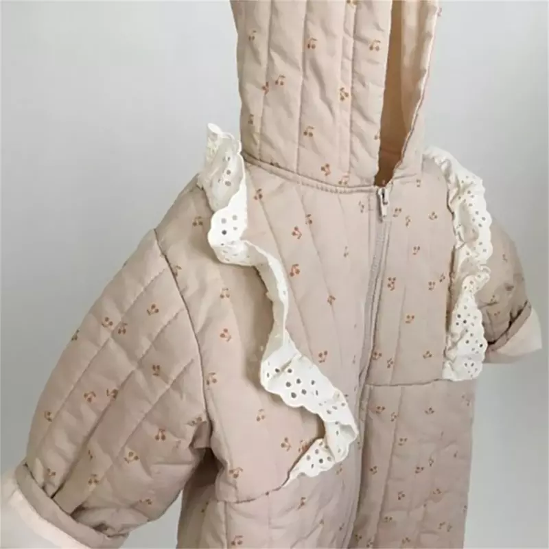 Snow Jacket Newborn Infant Baby Girls Winter Warm Thick Plaid Cotton Long Sleeve Padded Romper Jumpsuit Girls Kids Jackets
