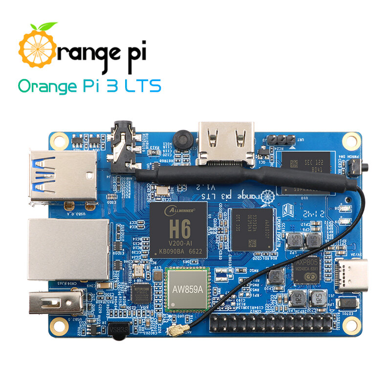 Orange Pi 3 LTS 2G RAM 8G EMMC WIFI BT5.0 Gigabit 1.8Ghz AllWinner H6 SoC komputer Mini Android 9.0 Ubuntu Debian