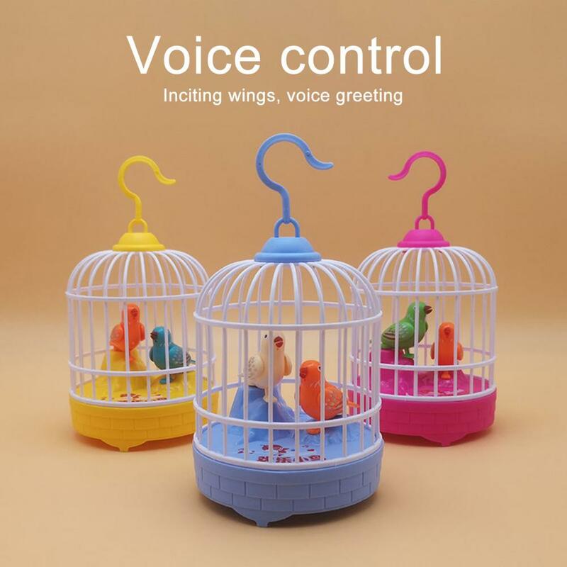 Cute Crisp Sound Festival Gift Birds Cage Toy Electric Voice Control Induction Sound Simulation Bird Cage