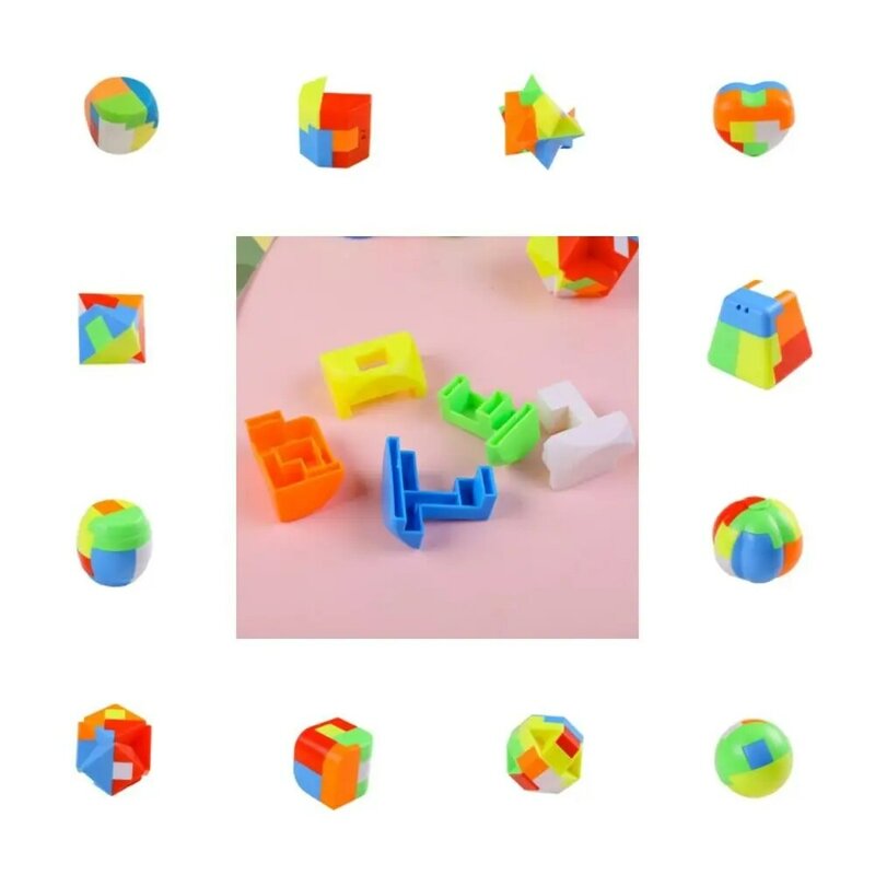 Mainan pengunci Luban beraneka bentuk pendidikan warna-warni untuk anak-anak permainan pengasah otak 3D Puzzle permainan tantangan otak Montessori
