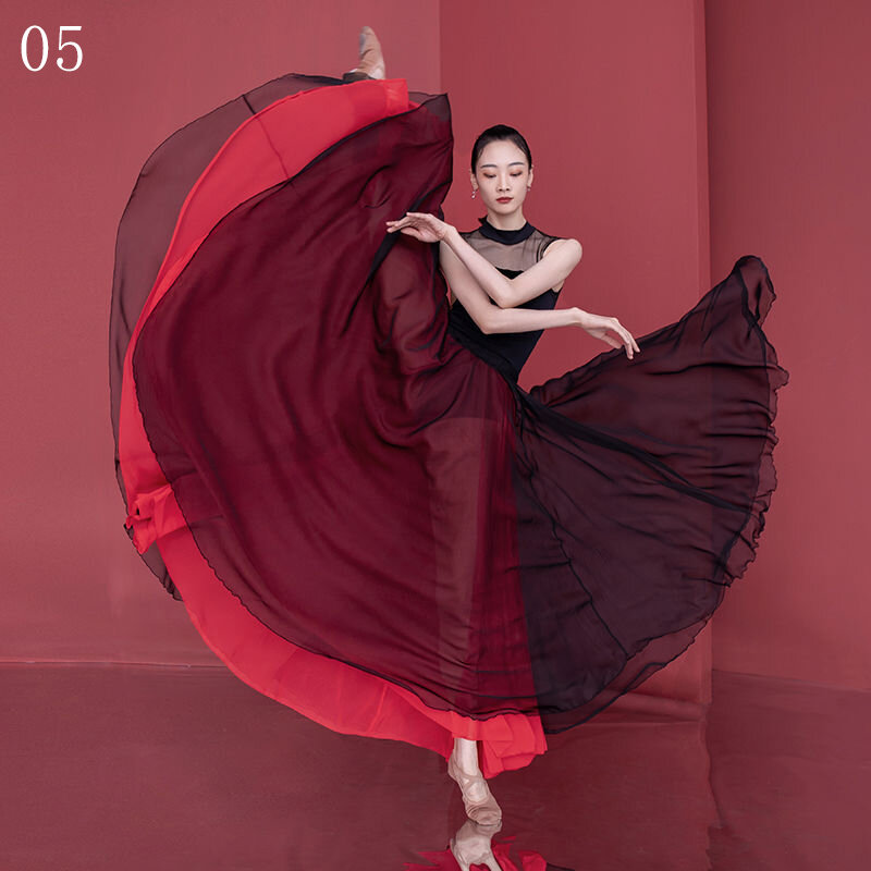 720 Degree Women Classical Dance Skirt Elegant Big Swing Skirt Lady Jazz Belly Dance Stage Performance Practice Dance Costume