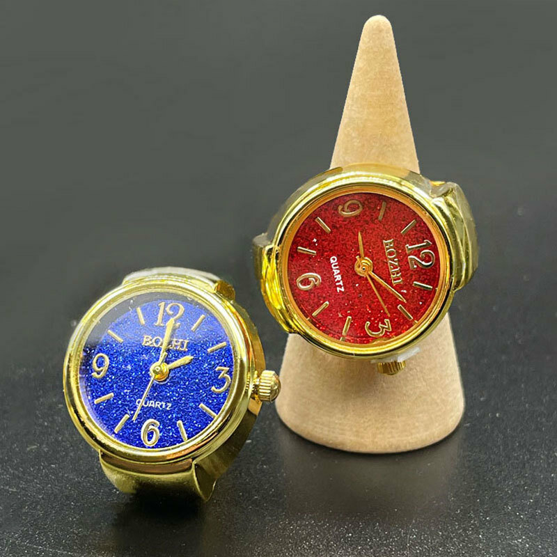 Luksusowy palec kwarcowy zegarek Mini mały gumką zegarki aluminiowe kobiece pierścienie zegarek typu biżuteria mężczyzna kobiet klasyczny zegarek kwarcowy pierścień