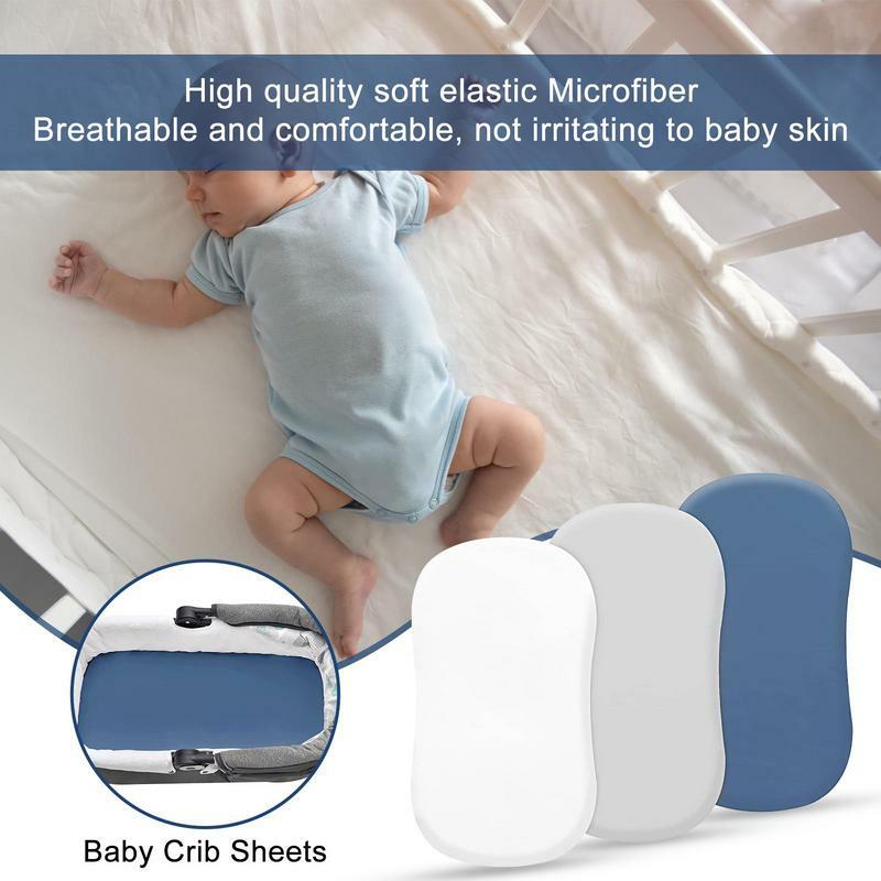 Juego de sábanas ajustadas de microfibra para cuna de bebé, 3 piezas, colchón elástico, transpirable
