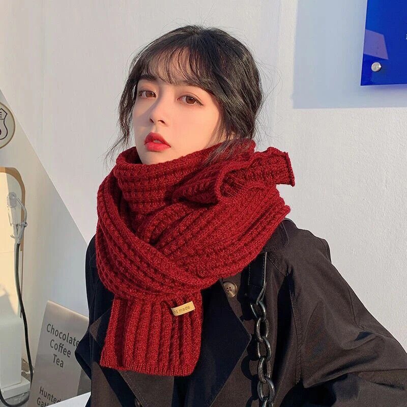Корейские шарфы для женщин и мужчин на осень и зиму, утепленный вязаный шарф, унисекс шарф, Длинные Теплые шарфы, подарки