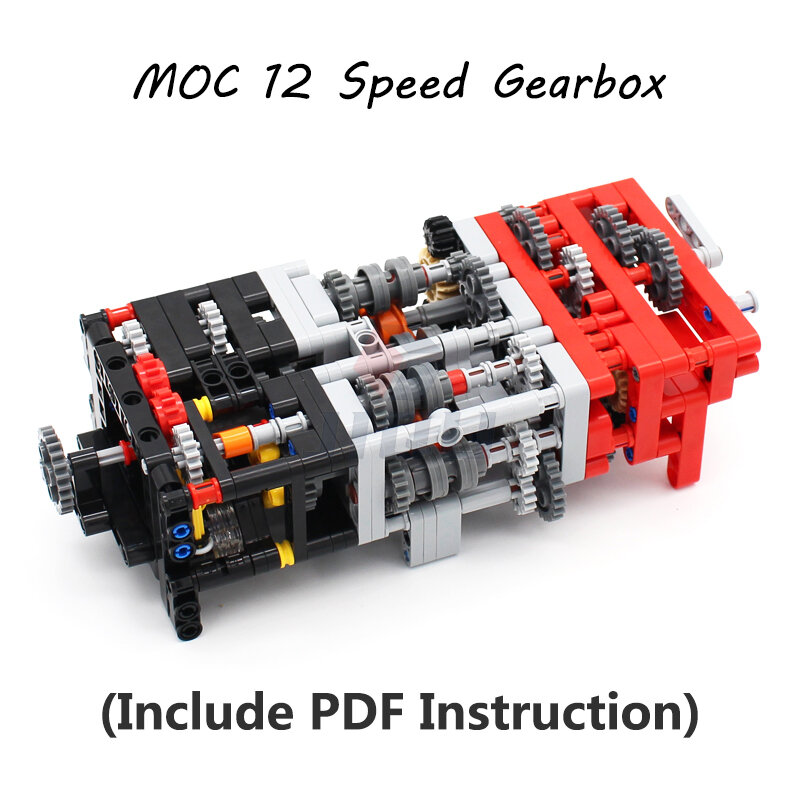 High-tech Sequential Gearbox Model Set, MOC Building Blocks, Tecnologia Transmissão Bricks Toy, Compatível PF Set, 12 velocidades, 399 pcs