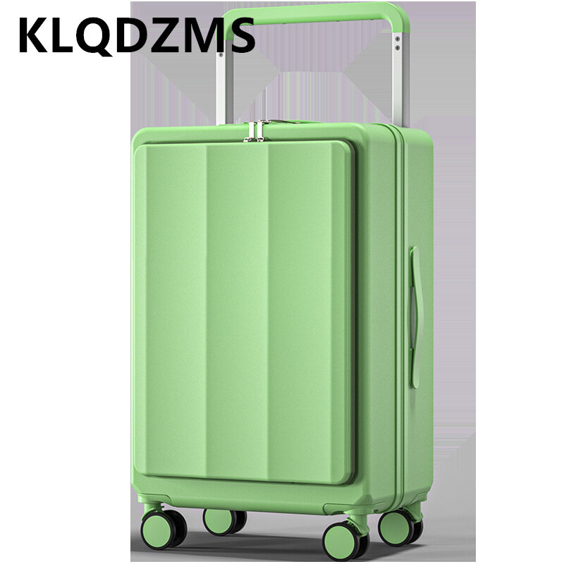 KLQDZMS koper depan 20 "24" 26 inci, kotak troli bisnis Buka depan, koper kokoh dan tahan lama untuk pelajar