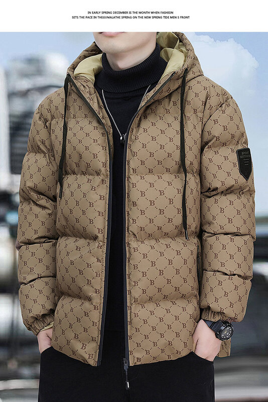 Jaket Hoodie tebal untuk pria, jaket Parka kasual tebal hangat musim dingin 2023, jaket katun ritsleting gaya Korea, mantel longgar Parka untuk pria