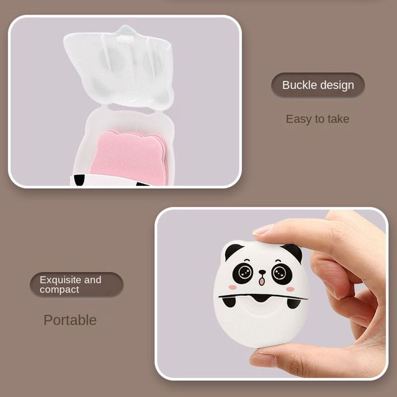 Serpihan sabun Mini portabel Panda 50/kotak, lembar sabun Mini sekali pakai untuk perjalanan, berkemah, mendaki, olahraga luar ruangan, lembar kertas sabun