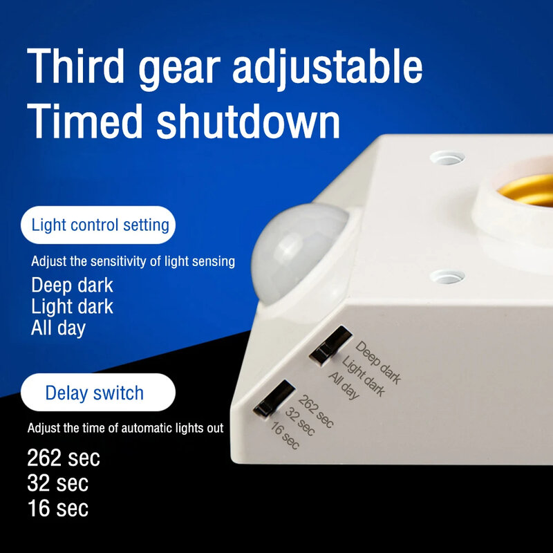 램프 베이스 적외선 IR 센서 자동 벽 조명 홀더 소켓, PIR 모션 검출기, E27 표준 AC 170-250V