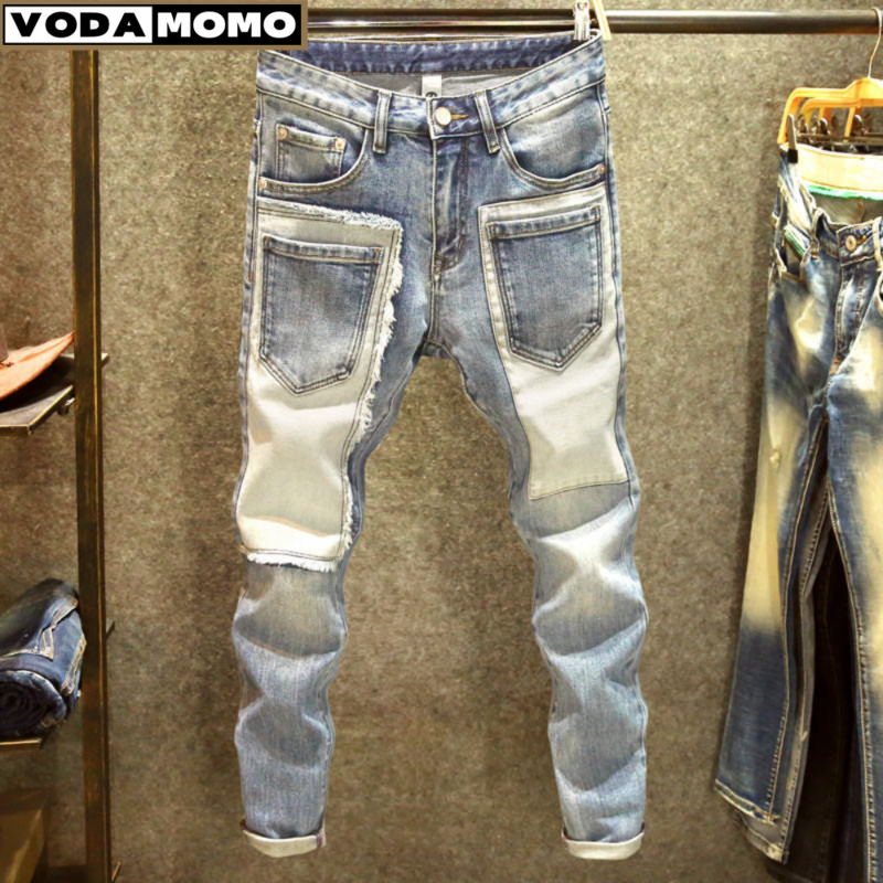 Jeans jeans retos com furos para homens, streetwear Y2K, calças cargo, clássicas e antigas, Europa e América, 2023