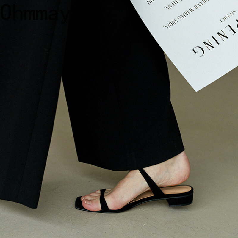 Designer Summer Women Slipper Fashion Elegant Narrow Band Low Heel Slides Outdoor Open Toe Sandal Ladies Shoes