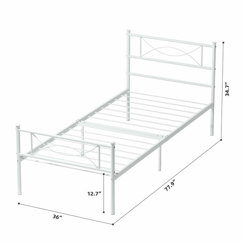 Bingkai tempat tidur Platform logam anak-anak furnitur kamar tidur tunggal kembar