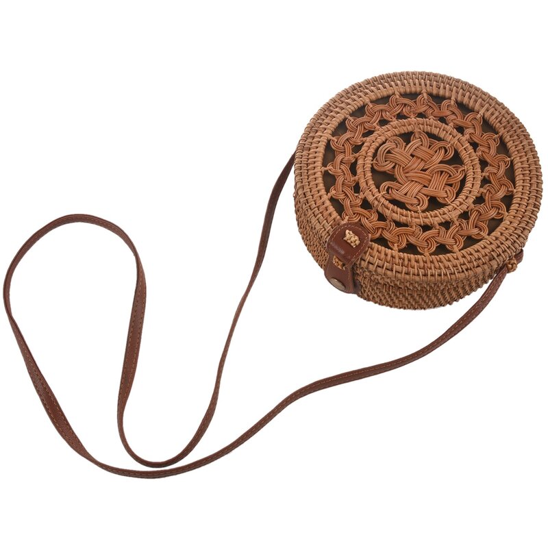 女性のための丸い籐のバッグ,ボヘミアンスタイルのハンドバッグ,手織り