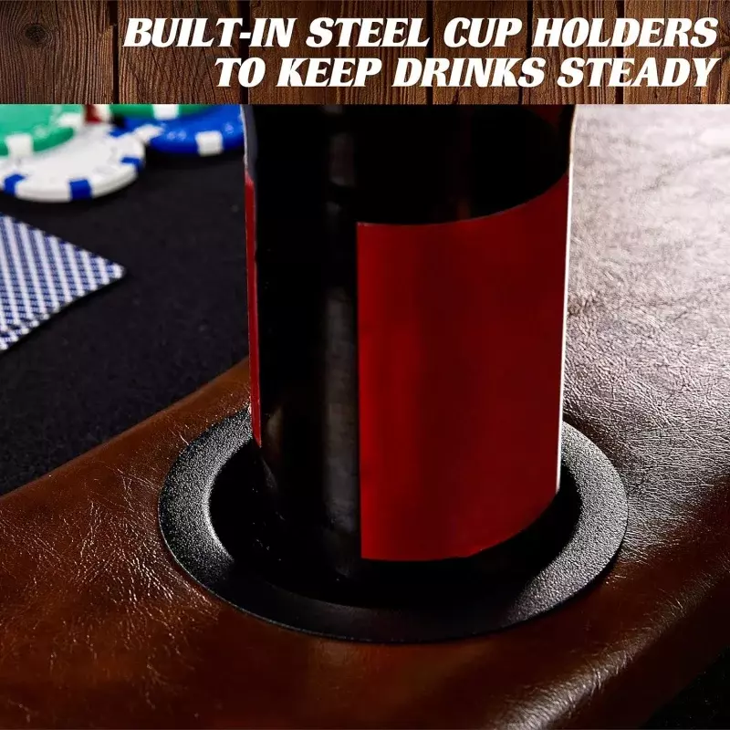 Meja Poker lipat pemain Barrington Charleston, meja kartu Oval, Meja Poker turnamen gaya kasino dengan rel empuk dan