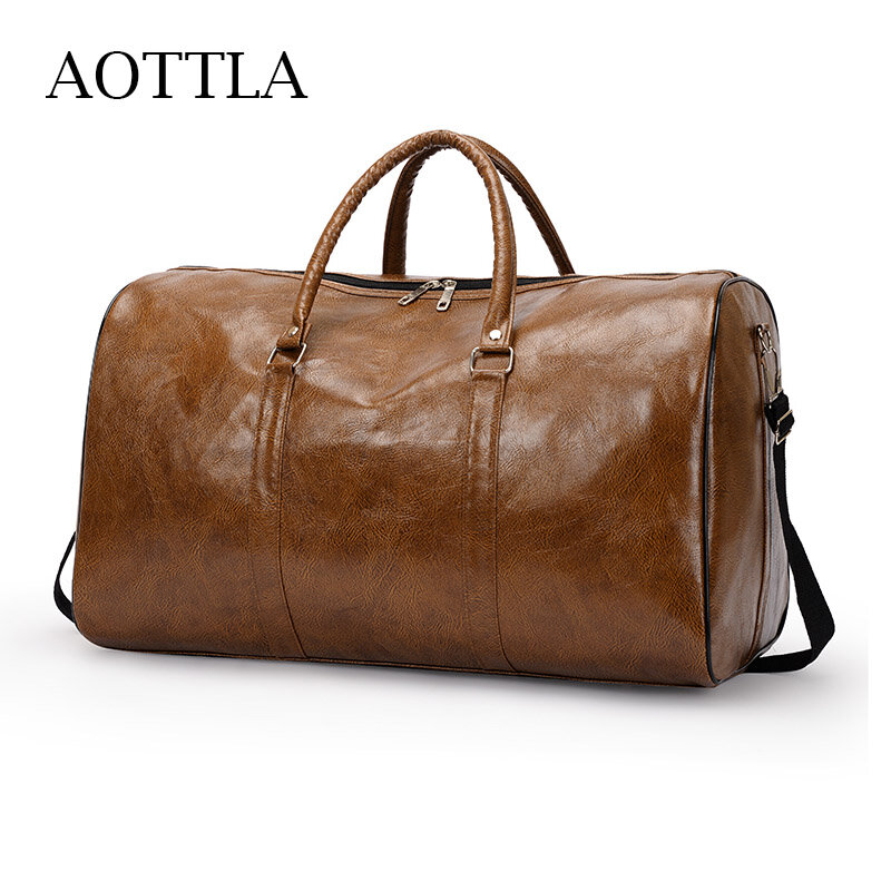 AOTTLA-Bolso de viaje de piel sintética para hombre y mujer, bolsa de hombro de gran capacidad, bandolera de ocio, paquete deportivo