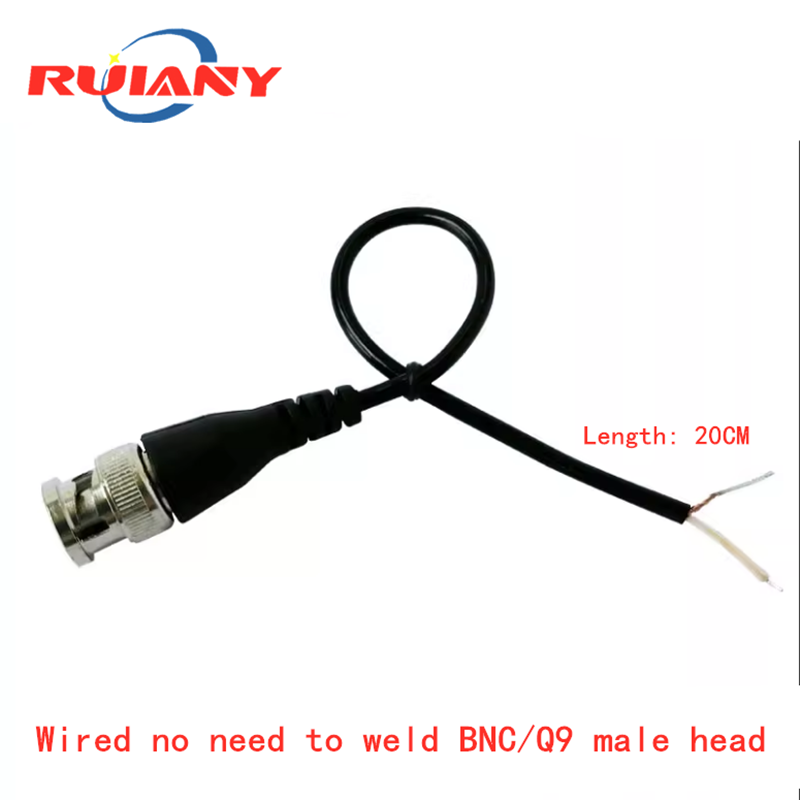 Jumper tembaga murni konektor BNC Gratis pengelasan Q9 aksesori kabel video sinyal koaksial pemantauan kepala qnc dengan ekor pria BNC