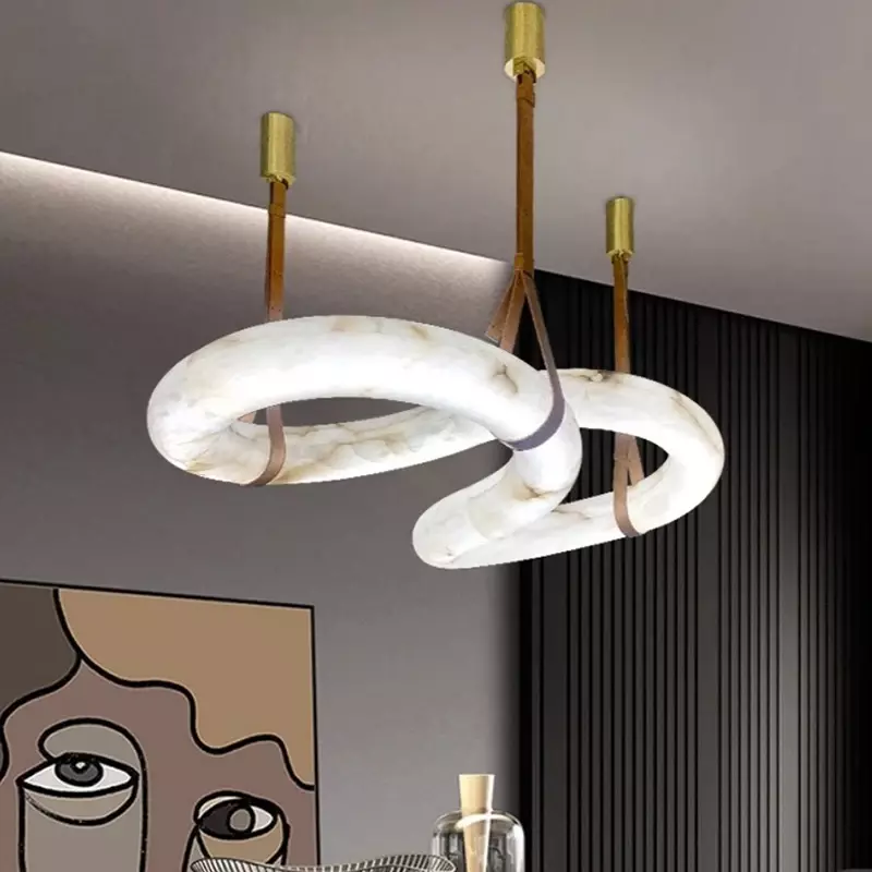 Современная индивидуальная люстра с кожаным кольцом, индивидуальная люстра, лампа для дома, виллы, столовой, в форме креативной подвески