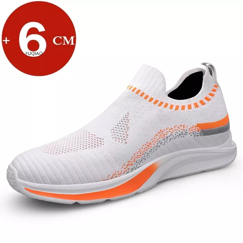 Zapatillas deportivas blancas para hombre, zapatos con aumento de altura Invisible, plantillas de elevación, 6CM