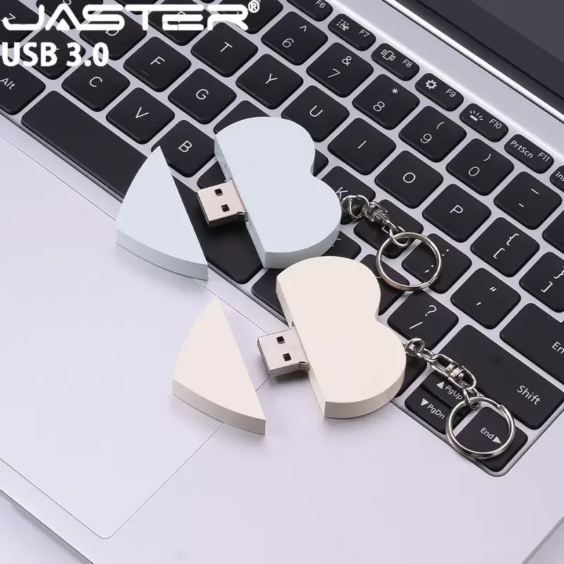 JASTER Colorful Heart USB 3.0 Flash Drive 128GB High Speed Creative Gift Pen Drive 64GB Free Key Chain External Storage 32GB