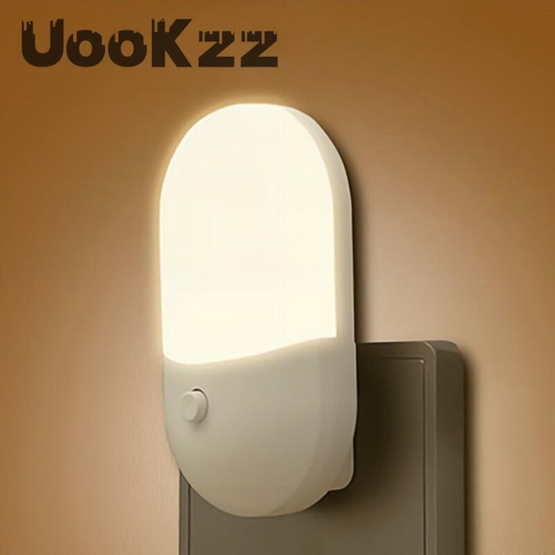 UooKzz-Lámpara de mesita de noche para niños, luz de noche LED con enchufe europeo y estadounidense, CA de 220V, lámpara de dormitorio, regalo para pasillo y WC