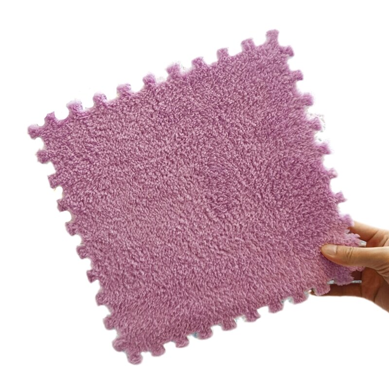 1Pc blokująca mata piankowa jednokolorowy puszysty dywan Puzzle płytki podłogowe pluszowy dywanik DIY układanka miękkie dziecko