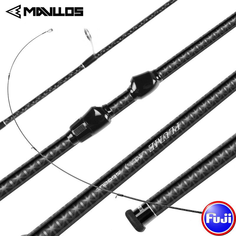 Mavllos Plume UL เบ็ดตกปลา FUJI แหวน Spinning Rods 2ส่วนปลายแข็ง Ultralight 40T 4-Cross Carbon L.W. 0.6-8G UL Lure Rod