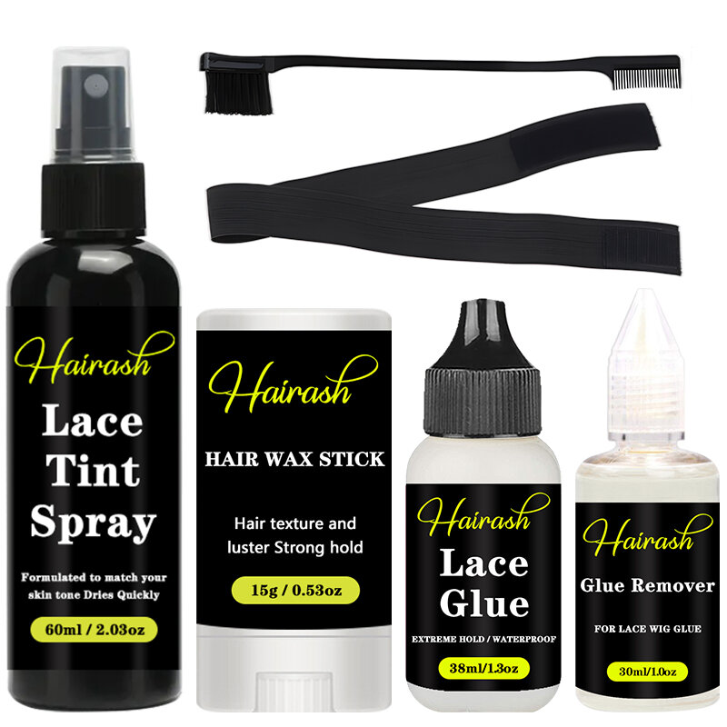 Impermeável Front Lace Wig Glue, Vara de cera para peruca, Tint Spray, Removedor de extensões adesivas, Peruca Instalação Kit Set, 60ml, 15g