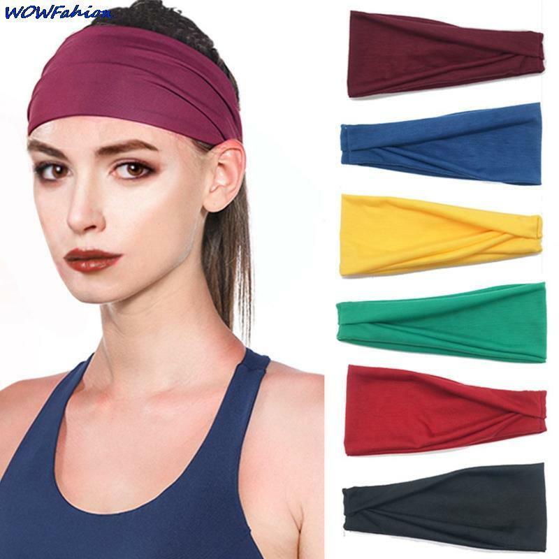 Women Men Solid Color Elastic Hair Bands Sports Yoga Fitness Headband Turban Makeup Hair Hoop Vintag Headwrap Hair Accessories