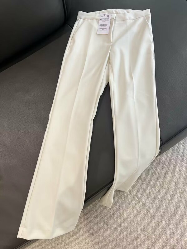 Women 2023 New Fashion Cropped Single Button Slim Blazer Coat Vintage Long Sleeve Female Outerwear Chic + Pants