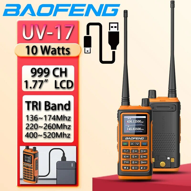 BaoFeng-walkie-talkie UV-17 Pro, Radio inalámbrica de copia de frecuencia potente, impermeable, bidireccional, S22, 16KM, largo alcance, UV-5R, K58