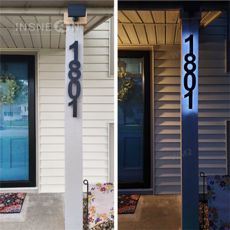 Lampu Led logam huruf 3D baja tahan karat plat nomor lampu latar tanda pintu eksterior piring Rumah Hotel alamat nomor