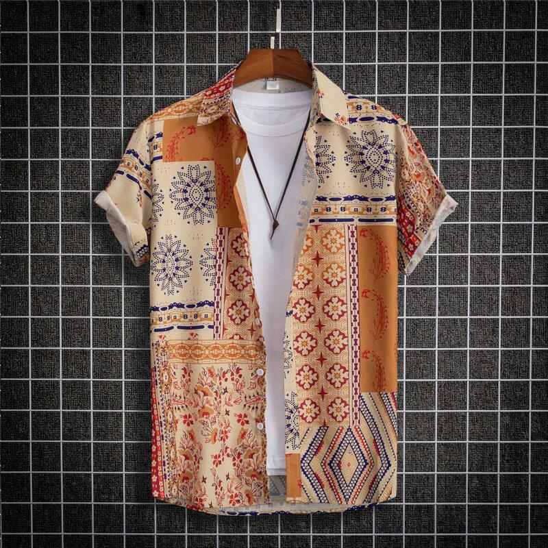 2024 Men Beach Shirts Short Sleeves Casual Shirts Quick-drying Seaside Hawaiian Vacation Loose Summer Shirt Casual Men Shirts