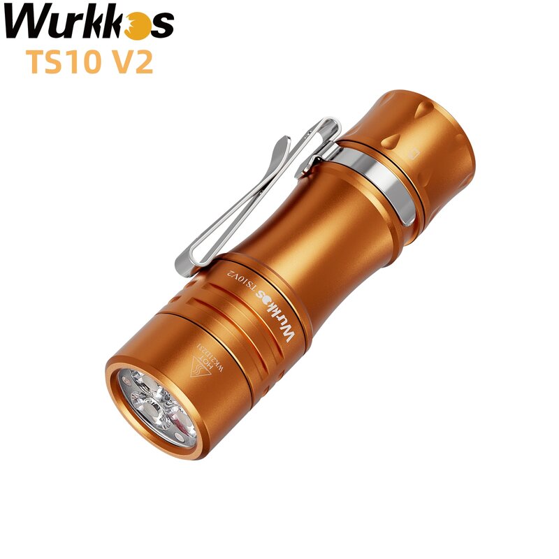 Wurkkos ไฟฉาย EDC ขนาดเล็ก14500 V2 TS10ใหม่พลังสูง3*90 CRI LEDs และ3 * RGB AUX LEDs anduril 2.0 MAX IPX8ไฟฉาย1400lm