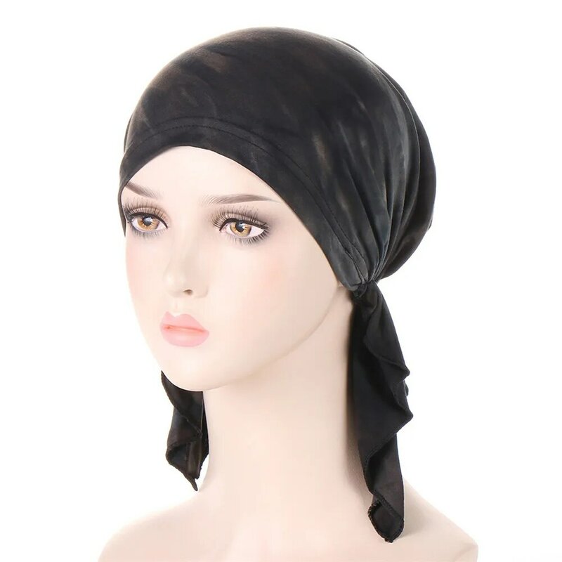 Wstępnie zawiązane damskie hidżab elastyczne kapelusze muzułmańskie czapki chemiczne drukowana chustka raka utrata włosów czapki Femme Bonnet Turbante Mujer