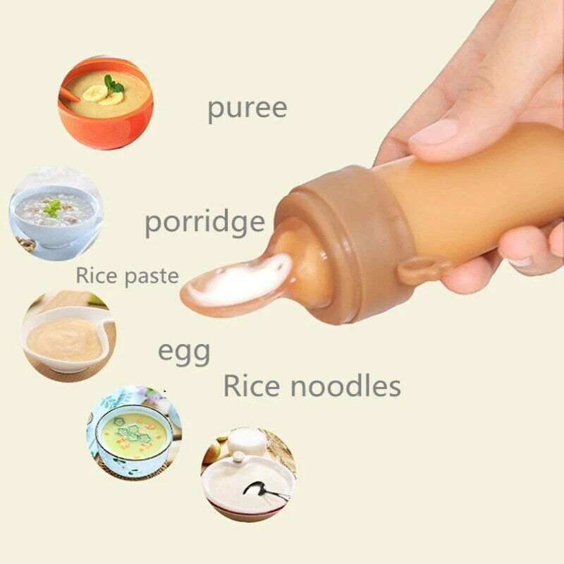 신생아 먹이 과일 보완 식품 아기 물린 가방 사료 쌀 시리얼 스푼 실리콘 젖꼭지 도구, 아기 용품