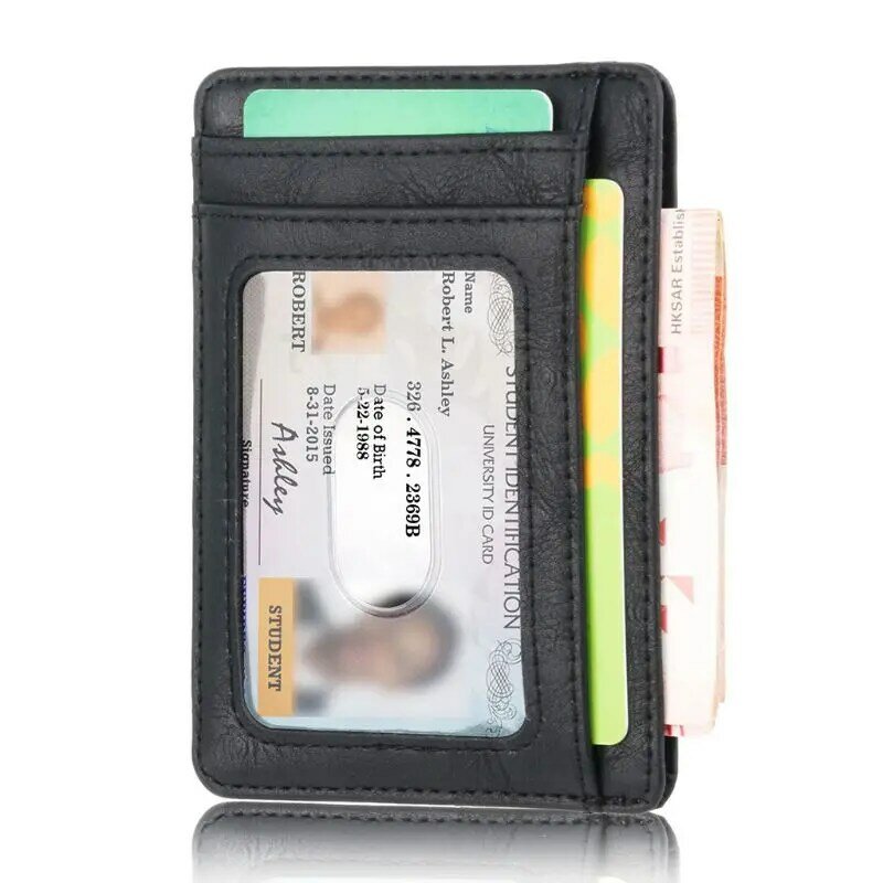 Minimalistische Geldbörsen für Damen und Herren, RFID-Kartenhalter-Geldbörse aus Leder mit Vordertasche