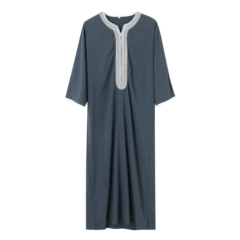 Neue 2024 traditionelle muslimische Kleidung arabische muslimische Mode islamische Kleidung Männer bestickte Roben marok kanis che Kaftan Eid lange Robe