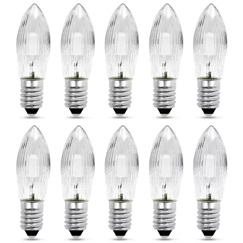 Warm Light Glass Candle Lâmpadas, Lâmpadas de substituição LED, Velas cônicos, E10, Candle Arch Lights, 3W, 8V, 12V, 14V, 16V, 23V, 34V, 48V, 55, 1 PC, 10 PCes