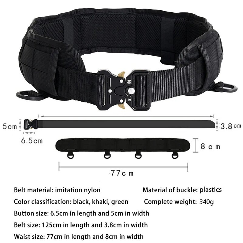 Cinturón táctico de caza al aire libre para hombre, hebilla multifunción, cinturón de nailon, cinturón de lona deportivo de alta calidad, faja neutra