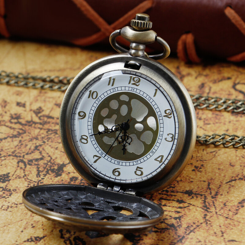 Hollow Octopussy orologio da tasca al quarzo orologio da uomo in bronzo con numeri arabi ciondolo con quadrante orologio da tasca Vintage regali per donna donna