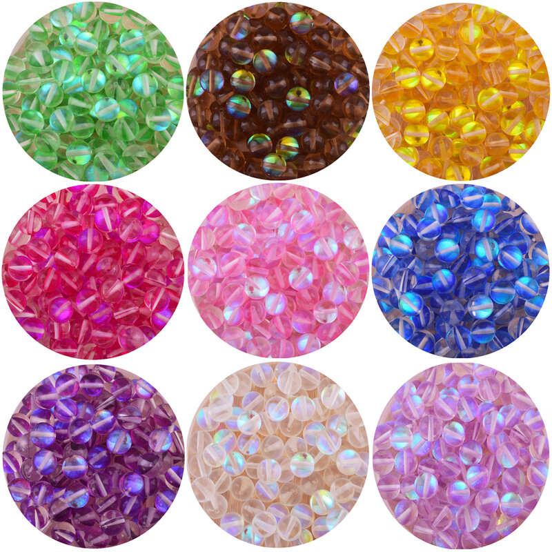 8mm Crystal Glitter Moon Round Beads Flash Shimmer Loose  for Bracelet Necklace Jewelry Making DIY Handmade Accessories 30pcs
