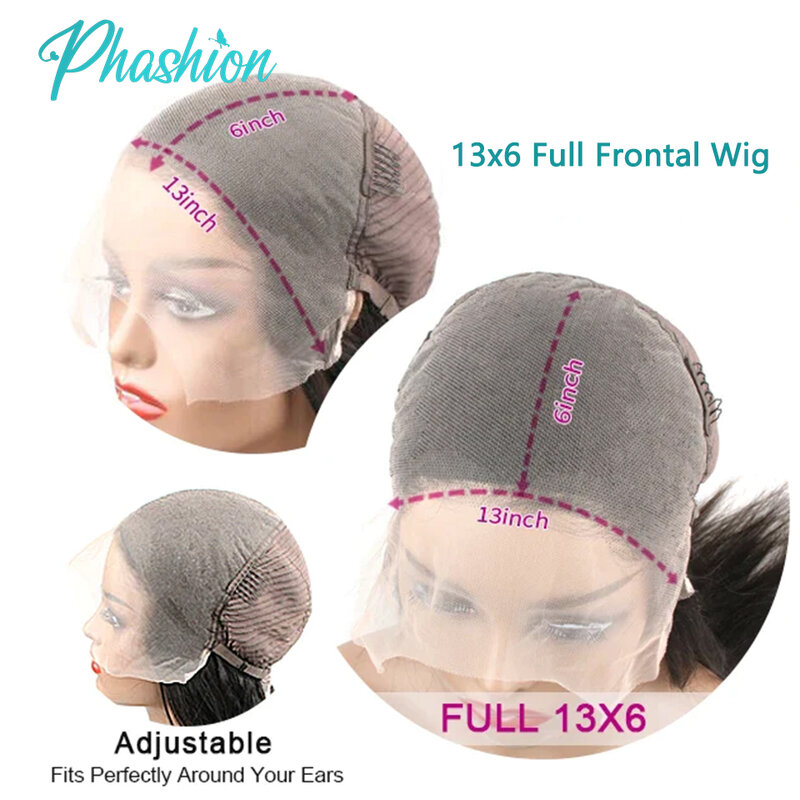 Phashion 13x6 13x4 parrucche per capelli umani anteriori in pizzo trasparente Pre pizzicate per le donne parrucche frontali in pizzo per capelli umani Remy lisci