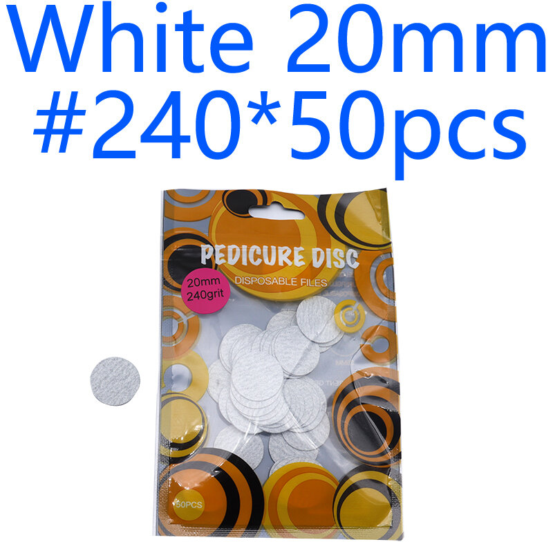 Papier de Ponçage Noir/Blanc pour Pédicure, Outils de Soins des Pieds, 15mm 20mm 25mm, Embout de Perceuse à Ongles, Disque pour Salon de Callification, 50 Pièces