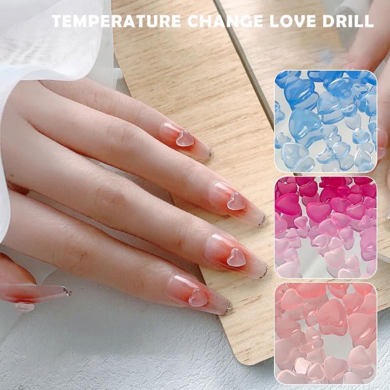Piezas de resina transparente para uñas, decoración artística 3D, bonito Corazón de amor, piedra de imitación para uñas UV, 1 a 10 unidades