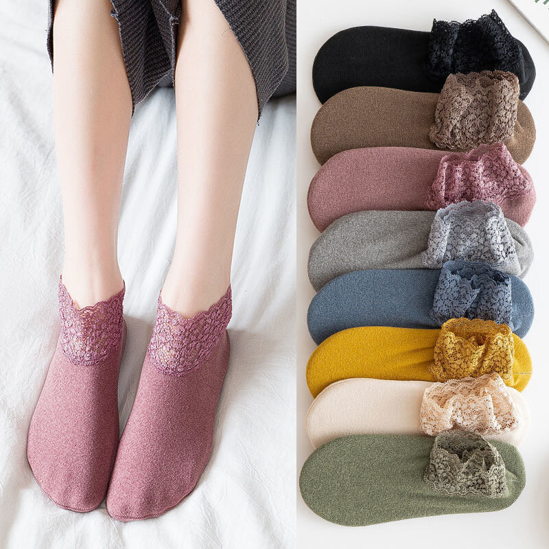 Chaussettes mi-tube en velours pour femme, dentelle de silicone non ald, super douces et optiques, chaussettes chaudes, automne et hiver