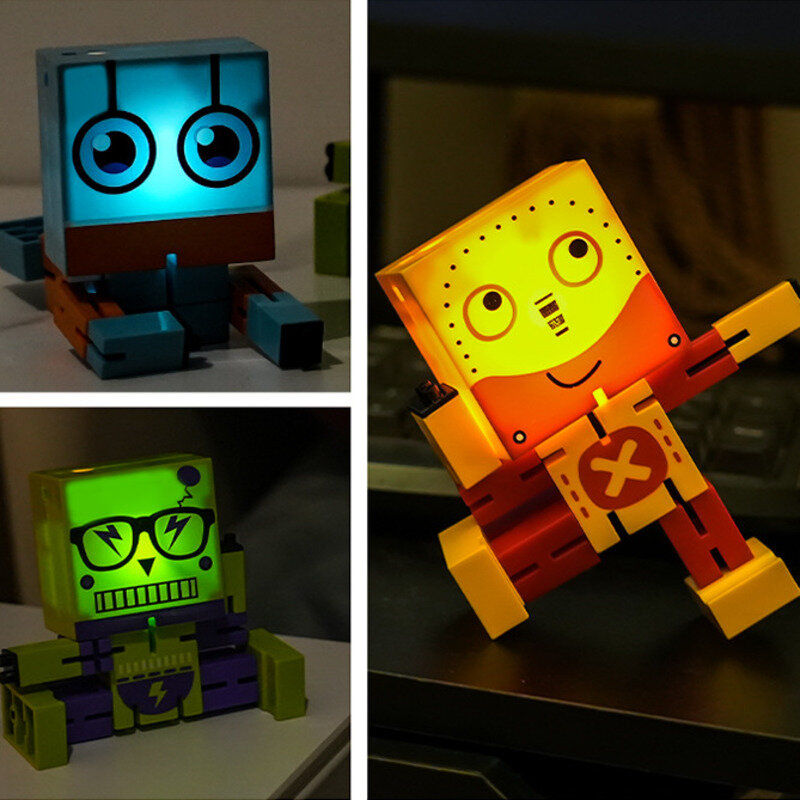 Creative Deformation Robot LED Projection Lamp Decoration Multi Functional Night Light Desktop Ornaments Children Glowing Toys