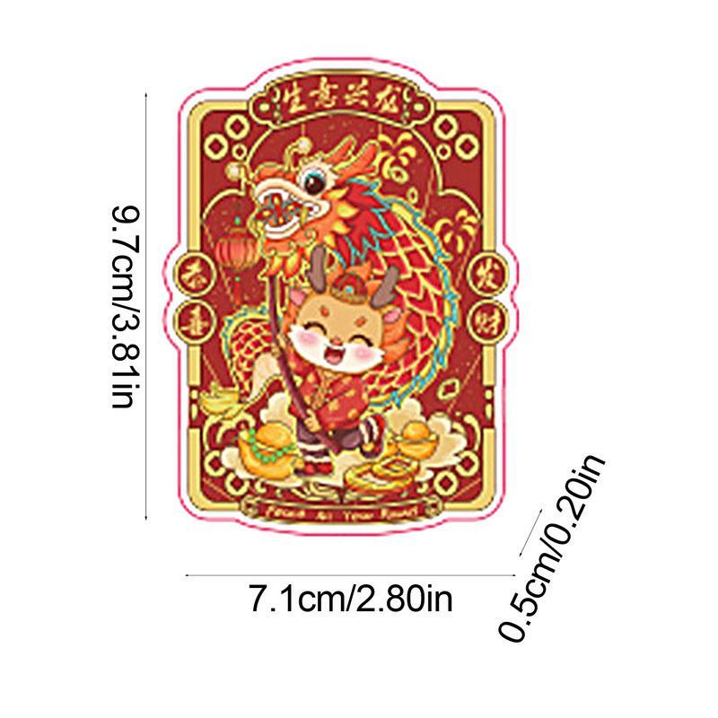 Ímã de geladeira estilo chinês adesivo, decoração para casa, decoração do partido suprimentos, Festival da Primavera, bonito, 2024
