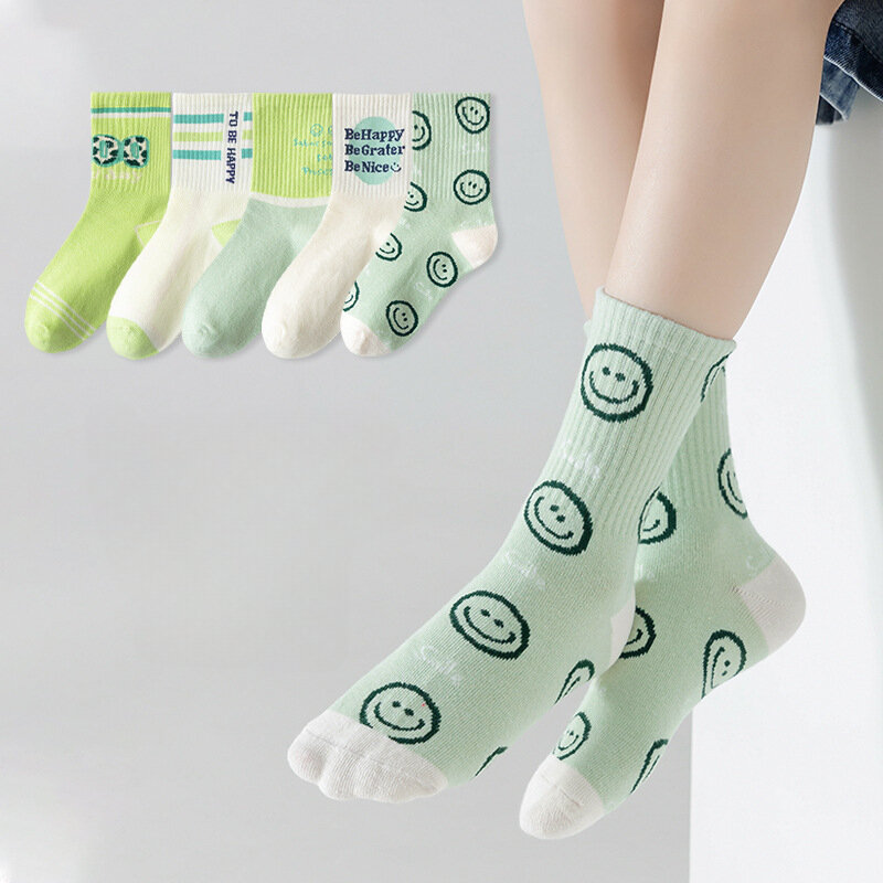 5 pair/lot Children Socks Autumn Winter Trendy Cotton Socks for Boys Girls Mid Length Outdoor Travel Sports Socks